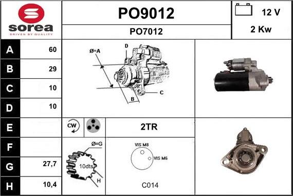 SNRA PO9012 - Стартер autocars.com.ua