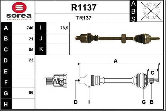 SNRA R1137 - Приводний вал autocars.com.ua