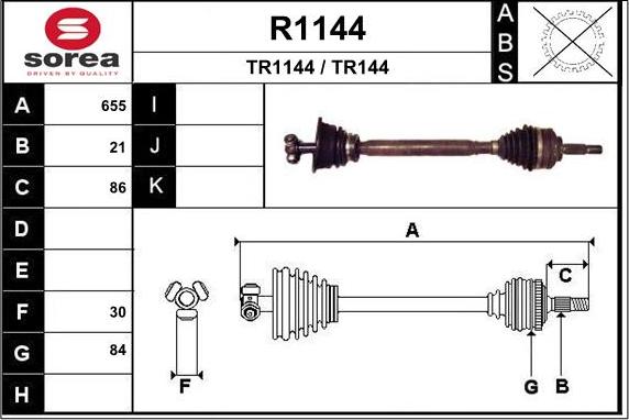 SNRA R1144 - Приводний вал autocars.com.ua