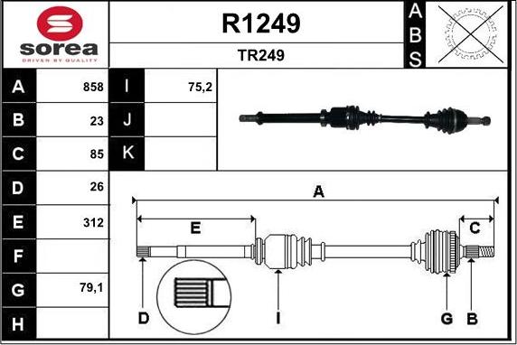 SNRA R1249 - Приводний вал autocars.com.ua