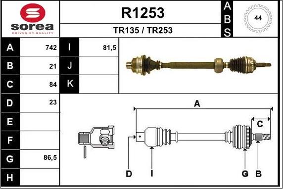 SNRA R1253 - Приводний вал autocars.com.ua