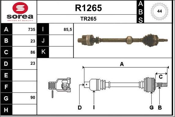 SNRA R1265 - Приводний вал autocars.com.ua