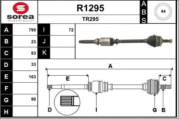 SNRA R1295 - Приводний вал autocars.com.ua