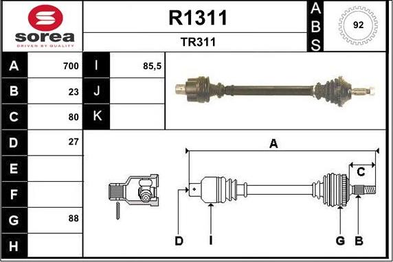 SNRA R1311 - Приводний вал autocars.com.ua