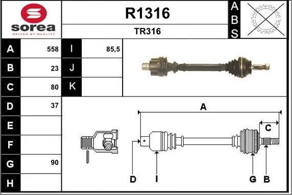 SNRA R1316 - Приводний вал autocars.com.ua