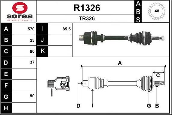 SNRA R1326 - Приводний вал autocars.com.ua