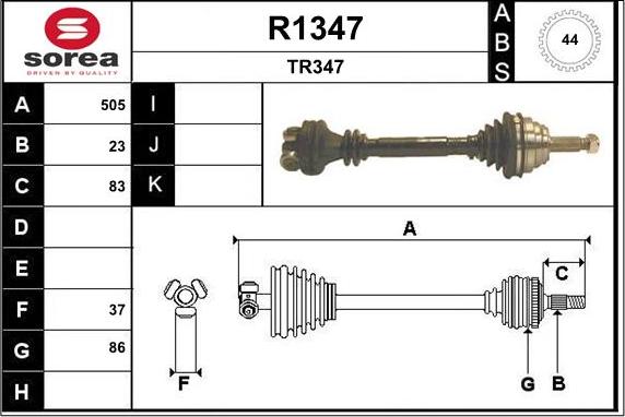 SNRA R1347 - Приводний вал autocars.com.ua