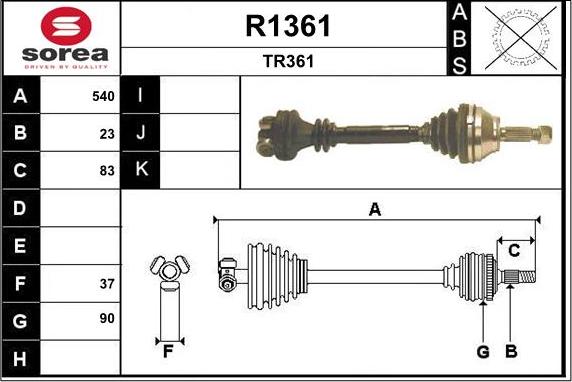 SNRA R1361 - Приводний вал autocars.com.ua