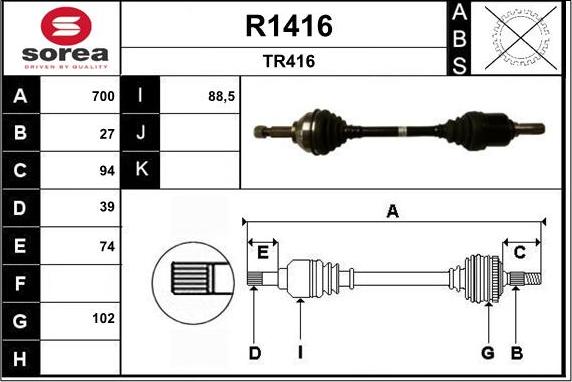 SNRA R1416 - Приводний вал autocars.com.ua