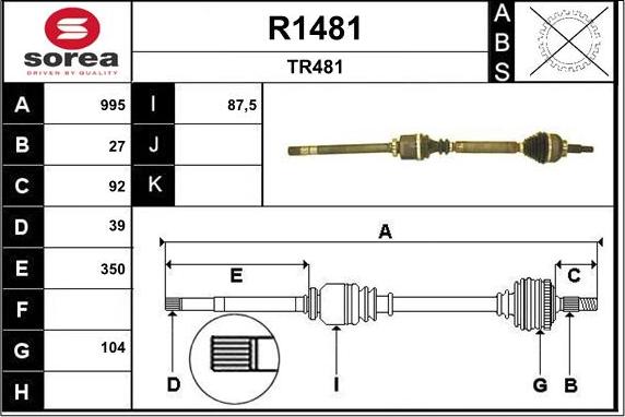 SNRA R1481 - Приводний вал autocars.com.ua