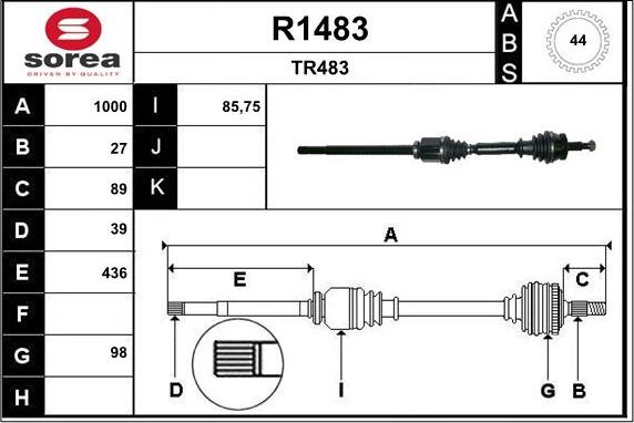 SNRA R1483 - Приводний вал autocars.com.ua