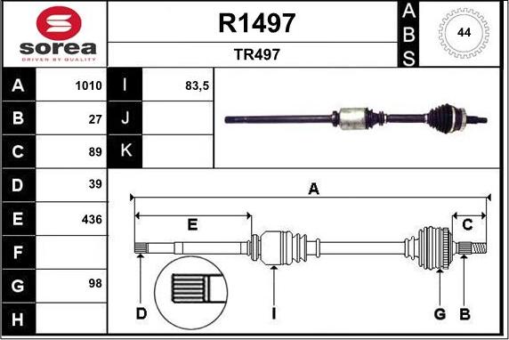 SNRA R1497 - Приводний вал autocars.com.ua