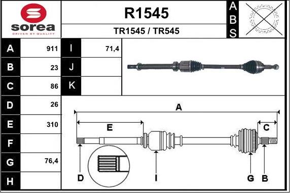 SNRA R1545 - Приводной вал autodnr.net