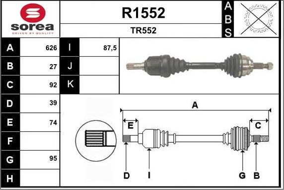 SNRA R1552 - Приводний вал autocars.com.ua