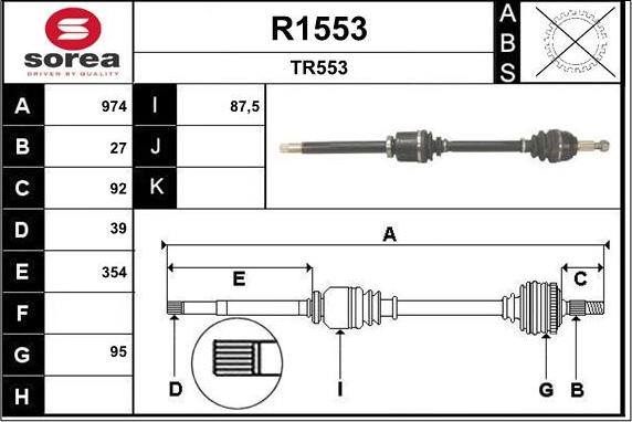 SNRA R1553 - Приводний вал autocars.com.ua