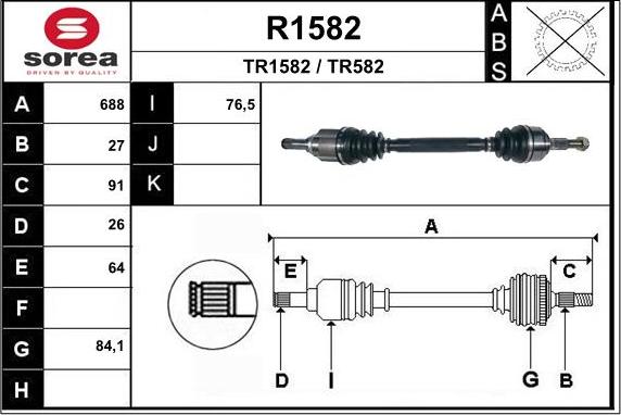 SNRA R1582 - Приводний вал autocars.com.ua