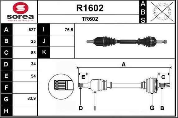 SNRA R1602 - Приводний вал autocars.com.ua