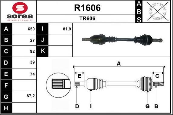 SNRA R1606 - Приводний вал autocars.com.ua