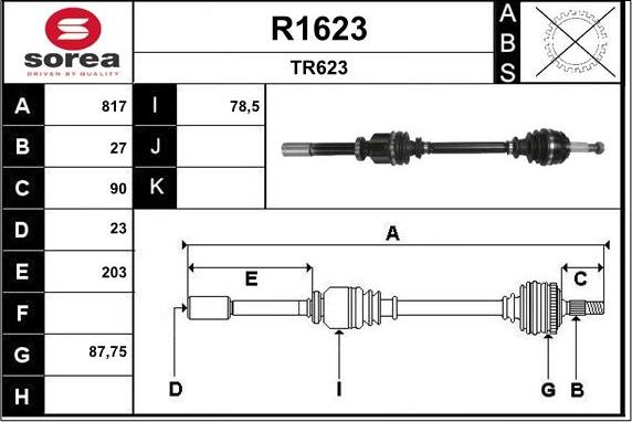 SNRA R1623 - Приводний вал autocars.com.ua