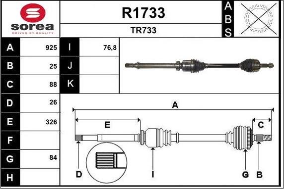 SNRA R1733 - Приводний вал autocars.com.ua