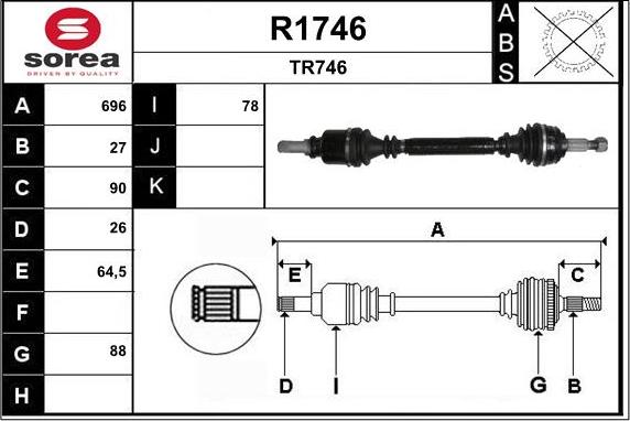 SNRA R1746 - Приводний вал autocars.com.ua