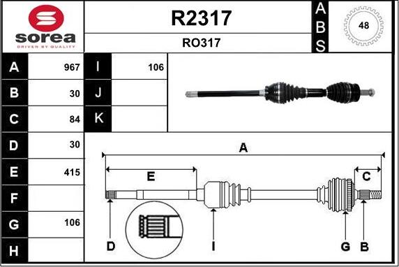 SNRA R2317 - Приводний вал autocars.com.ua