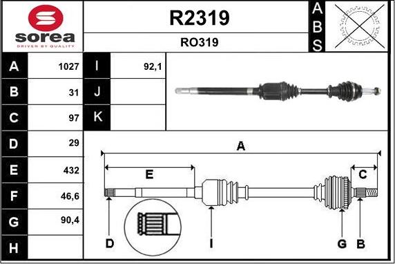 SNRA R2319 - Приводний вал autocars.com.ua