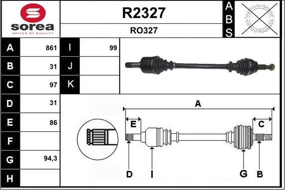 SNRA R2327 - Приводний вал autocars.com.ua