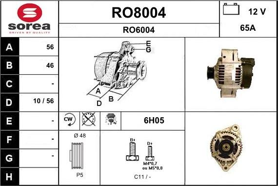 SNRA RO8004 - Генератор autocars.com.ua