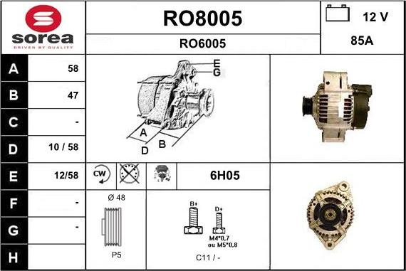 SNRA RO8005 - Генератор autocars.com.ua