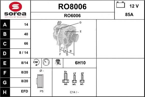 SNRA RO8006 - Генератор autocars.com.ua