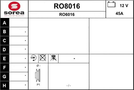 SNRA RO8016 - Генератор autocars.com.ua