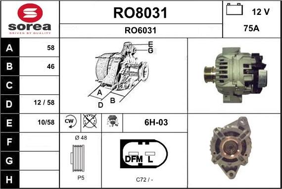 SNRA RO8031 - Генератор autocars.com.ua