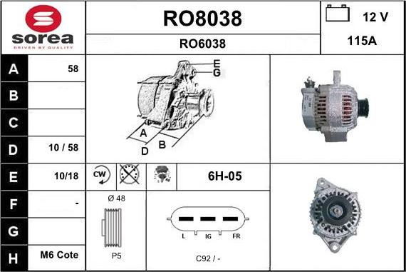 SNRA RO8038 - Генератор autocars.com.ua