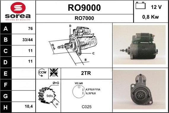 SNRA RO9000 - Стартер avtokuzovplus.com.ua
