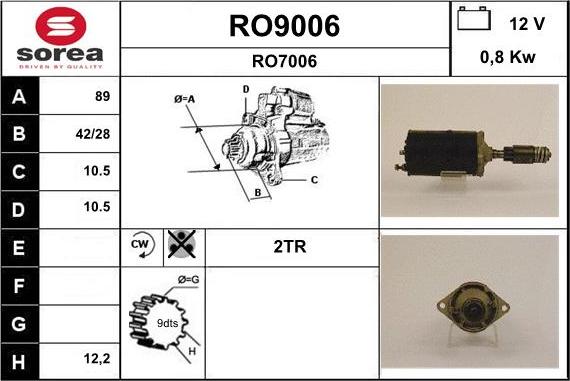 SNRA RO9006 - Стартер autocars.com.ua