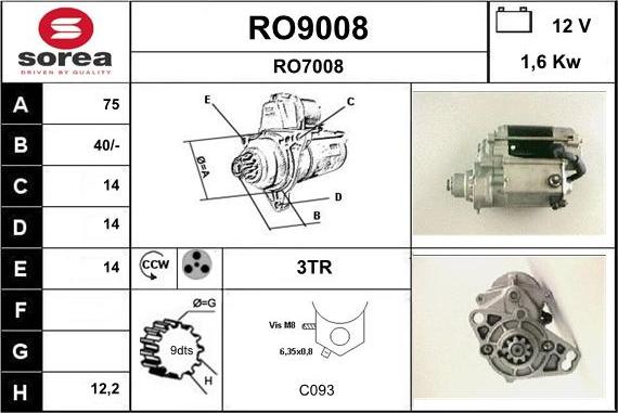 SNRA RO9008 - Стартер autodnr.net