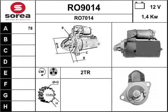 SNRA RO9014 - Стартер autocars.com.ua