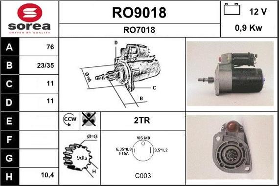 SNRA RO9018 - Стартер autocars.com.ua