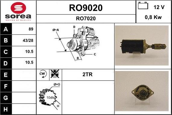 SNRA RO9020 - Стартер autocars.com.ua