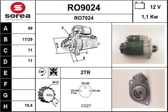 SNRA RO9024 - Стартер autocars.com.ua