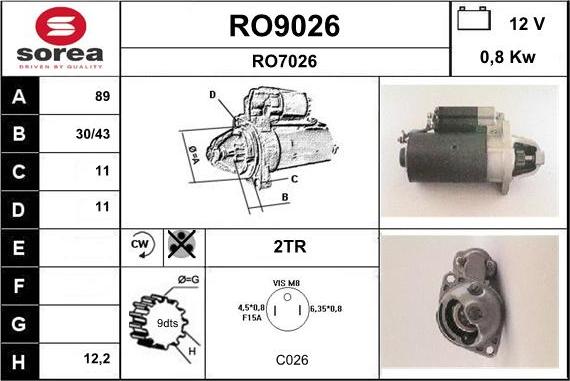 SNRA RO9026 - Стартер autocars.com.ua