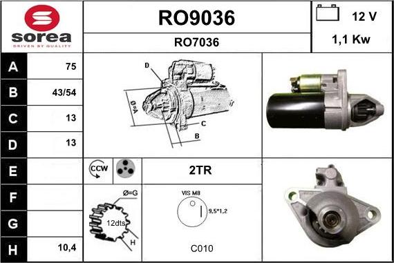 SNRA RO9036 - Стартер autocars.com.ua