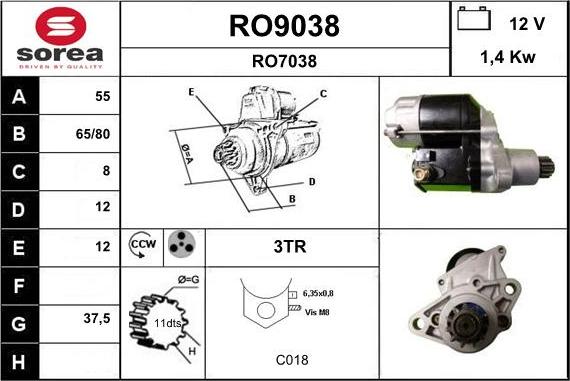 SNRA RO9038 - Стартер autocars.com.ua