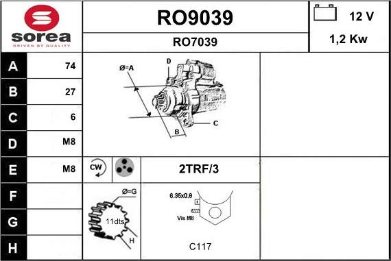 SNRA RO9039 - Стартер autocars.com.ua