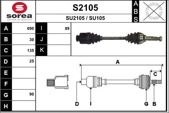 SNRA S2105 - Приводний вал autocars.com.ua