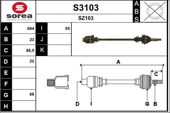 SNRA S3103 - Приводний вал autocars.com.ua