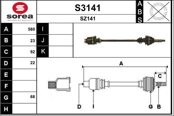SNRA S3141 - Приводний вал autocars.com.ua
