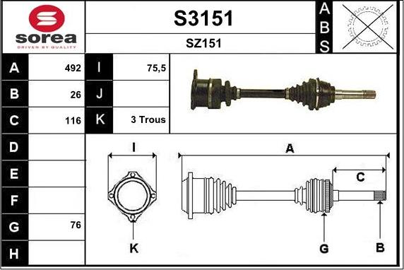 SNRA S3151 - Приводний вал autocars.com.ua