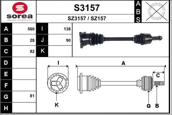 SNRA S3157 - Приводний вал autocars.com.ua